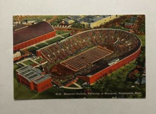 Vintage Linen Postcard - Memorial Stadium University Of Mpls Minnesota - Unposted