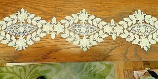 Wide Machine Made Crochet Lace Trim White 21 " Great Insert Piece For Jacket