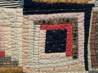EARLY PRE 1930’s ERA HAND STITCHED LOG CABIN QUILT 2