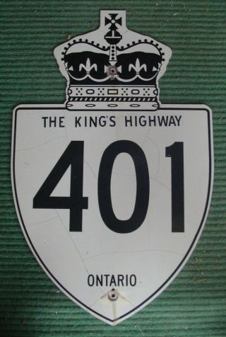 Vintage Ontario Canada The Kings Highway 401 road sign 2