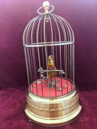 Rare Old Vtg Germany Karl Griesbaum Ken - D Gold Bird Cage Automaton Music Box