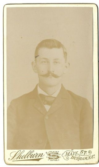 Young Man With Mustache By William Shelburn,  Durham,  North Carolina,  Ca.  1880s