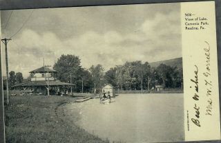 Vintage Rppc View Of Lake Carsonia Park Reading Pa