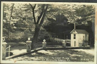 Vintage Rppc Winding Stairway To Lost River Cave Bowling Green Ky