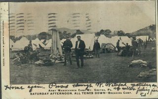 Vintage Rppc Army Manoeuvres Camp Mt.  Gretna Pa Saturday Afternoon 1906
