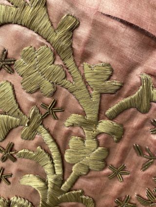 Antique Ottoman Gold Metallic Thread Embroidery on Silk 19th Century. 5