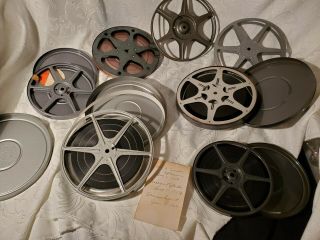 7pc Vtg Set Man Cave Theater Room Film Reel Wall Decor Steel Case Excl