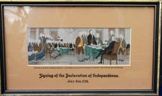 Remount Stevengraph T.  Stevens Silk Woven Picture " Declaration Independence " 1776
