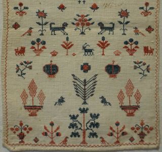SMALL EARLY/MID 19TH CENTURY SAMPLER BY ELIZABETH SALMON HARDEN AGED 10 - c.  1840 3