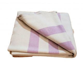 Jacobs Oregon City Wool Blanket Collectible Mauve Ivory Stripe 1864 - 1932
