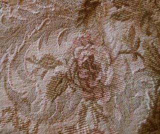 Antique French Shabby Roses Tapestry Jacquard Cotton Fabric Blush Rose Olive