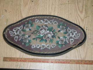 Antique Victorian Beadwork & Woolwork Floral Embroidery Tray C1860 - 1870