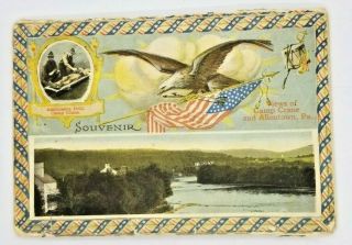 1918 Vintage Postcard Folder Allentown,  Pa Wwi Camp Crane,  City Views Fairground