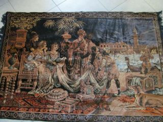 Antique French Tapestry Wall Hanging Home Decor Vintage 72 X 48 Inch