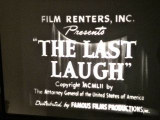 The Last Laugh (1924) Emil Jannings 16mm - B&w Stock W/ Musical Score