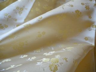 Vintage Small Scale Yellow Floral Silk Brocade Jacquard Fabric Dolls Home Etc