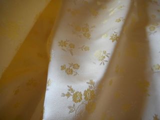 Vintage Small Scale Yellow Floral Silk Brocade Jacquard Fabric dolls home etc 2