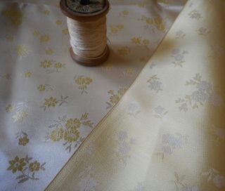 Vintage Small Scale Yellow Floral Silk Brocade Jacquard Fabric dolls home etc 3