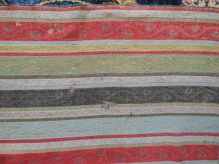 Antique 19th Century Fine Wool Striped Paisley Shawl Fringe 3