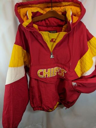 Kansas City Chiefs Starter Jacket Pullover Sz L Men 