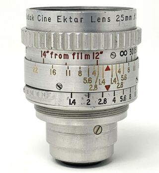 Vintage Kodak Cine Ektar 25mm F/1.  4 Lens - S Mount