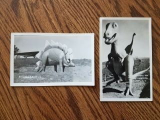 2 Vintage Postcards Dinosaur Park Rapid City South Dakota