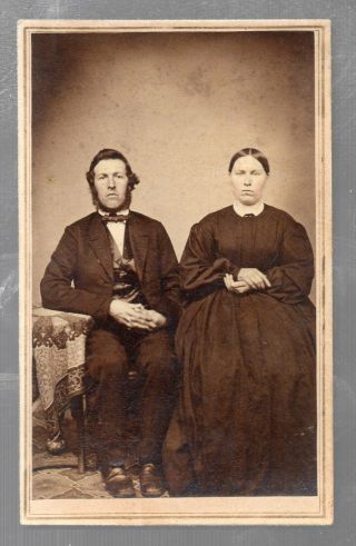 Civil War Cdv Photo Of Couple Great Period Clothing By J Smith Of Lebanon Pa