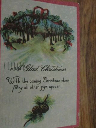 Vintage Antique A Glad Christmas Postcard 1 Cent Stamps Dated 1918