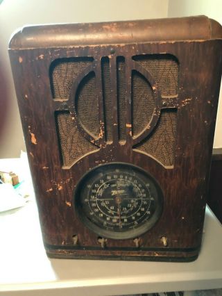 Vintage Zenith 6s229 Black Dial Tombstone Radio For Restoration Parts