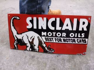 Vintage Antique Sinclair Motor Oils Porcelain Sign (23 Inch)