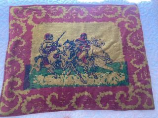 Vintage Wool Carriage Sleigh Buggy Blanket,  Lap Robe,  Horses,  Persian Warriors