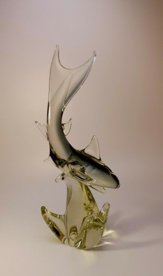 Vintage Sommerso Murano 1960s Glass Shark Fish Sculpture Mid Century Italian