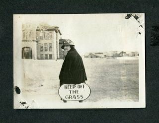 Vintage Photo Sign Of Trouble Girl On Keep Off The Grass Sign 439131