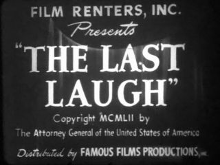 The Last Laugh (silent W/ Music Score) F.  W.  Murnau Classic