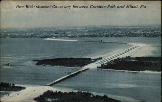 Rickenbacker Causeway Crandon Park To Miami Florida Vintage Postcard