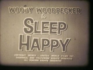 16 Mm B & W Sound Castle Woody Woodpecker Wally Walrus Sleep Happy Cartoon 1951