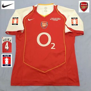 Arsenal Football Shirt Vieira 2005 Fa Cup Final Vintage Nike Jersey