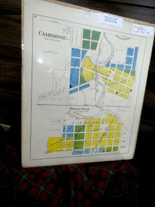 Old Atlas Map Of Cambridge And Belleville Towns Wi
