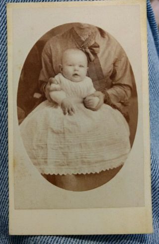 Cabinet Card Cdv Size Partially Hidden Mother Holding Baby / Hamilton,  Ontario
