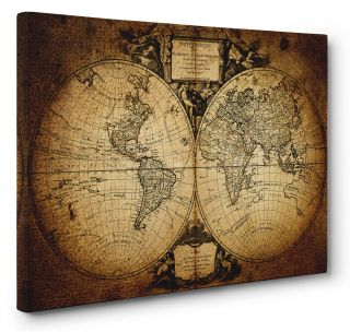Old 1752 Vintage World Map Picture Canvas Print Wall Art A1 A2