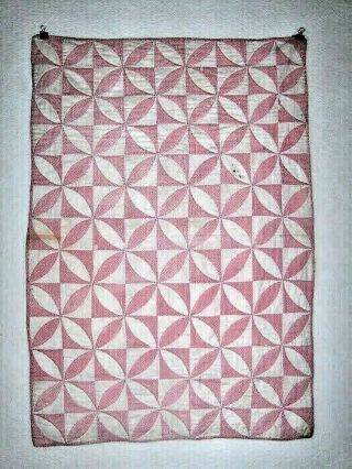 Antique Doll Quilt - 1880 Double Pink & White - Robbing Peter To Pay Paul