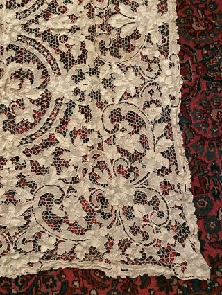RARE Antique Handmade Needle Lace Tablecloth Punto in Aria? Vtg 40 