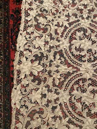 RARE Antique Handmade Needle Lace Tablecloth Punto in Aria? Vtg 40 