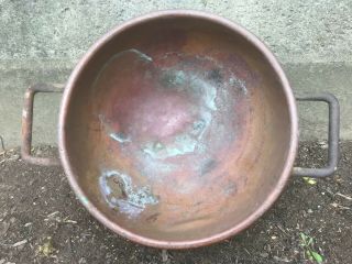 Vintage Copper Candy Kettle Handled Pot Apple Butter Cauldron 17 " Sawtooth