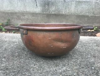 Vintage Copper Candy Kettle Handled Pot Apple Butter Cauldron 17 