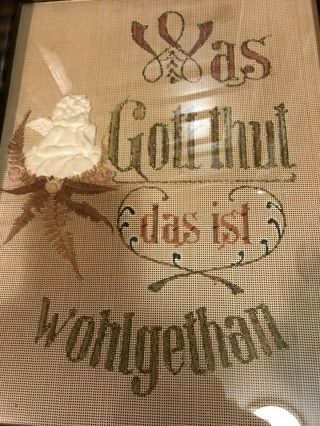 Antique Victorian Paper Punch Sampler What God Does Is Well Done Frame 3