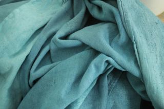Linen Sheet Antique French Dyed Blue Heavy Throw Blanket Textile 101 X 77 Inches