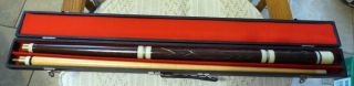 Vintage 4 Pc Hand Carved Cue Pool Stick,  Hard Carry Case