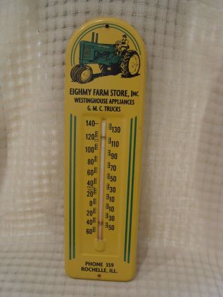 Vintage Eighmy Farm Store John Deere Tractors Gmc Truck Advertising Thermometer
