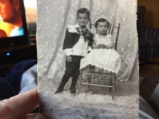 Vintage Little Boy And Girl Getting There Photo Taken